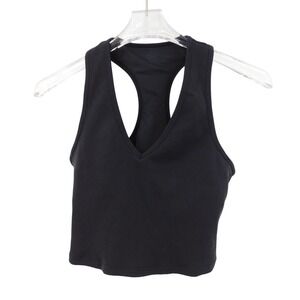 Alo Yoga Goddess Ribbed Cropped Racerback Tank In Black Size S